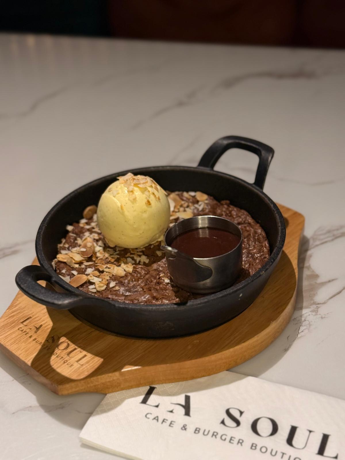 Malt Brownie with Ice Cream